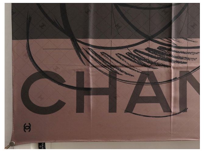 NUEVO PAÑUELO CHANEL TWILL DE SEDA CAMELIA LOGO CC CUADRADO 90 MARRÓN SILK SCARF - vista 5