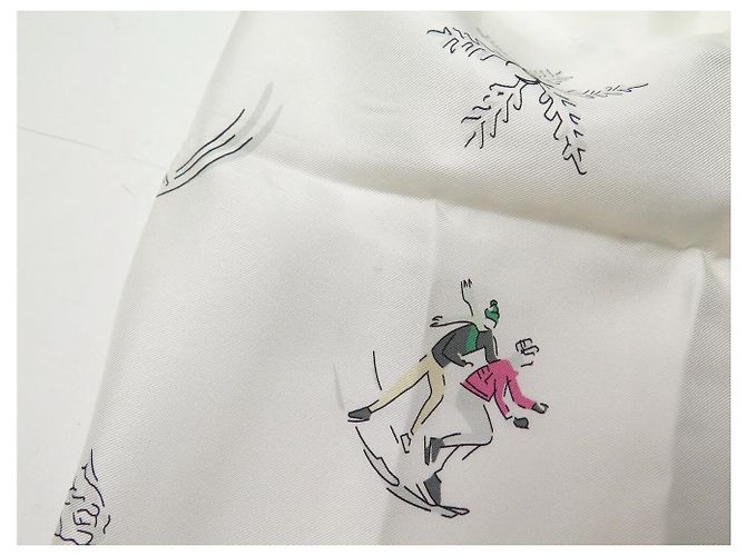 NEU CHANEL SEIDENTWILL-SCHAL SKI SCHNEEFLOCKEN CC LOGO QUADRAT 90 SILK SCARF - Ansicht 8