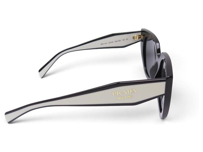 OCCHIALI DA SOLE PRADA SPR14W NUOVI BICOLORE NERO E BIANCO - vista 4