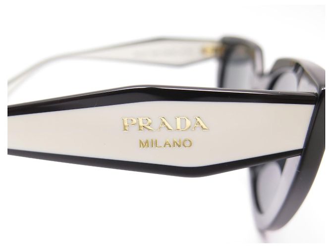 OCCHIALI DA SOLE PRADA SPR14W NUOVI BICOLORE NERO E BIANCO - vista 5