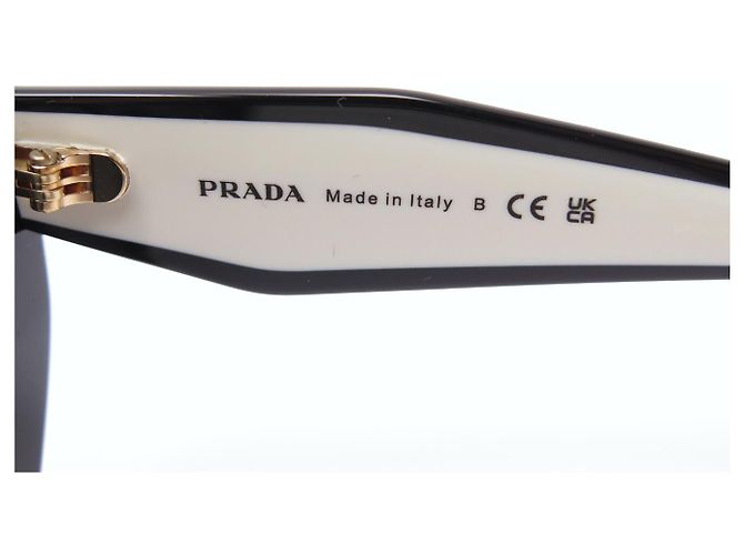 OCCHIALI DA SOLE PRADA SPR14W NUOVI BICOLORE NERO E BIANCO - vista 7