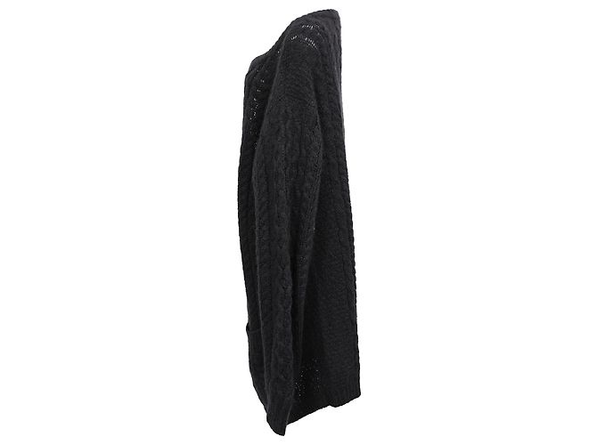 Cardigã aberto de malha tricotada Christopher Kane em mohair preto - vista 2