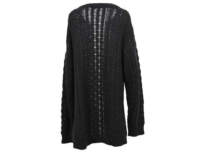 Cardigã aberto de malha tricotada Christopher Kane em mohair preto - vista 3