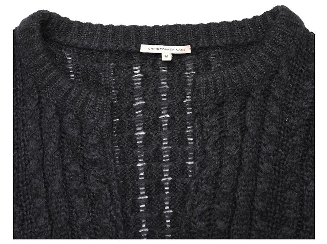 Cardigã aberto de malha tricotada Christopher Kane em mohair preto - vista 4