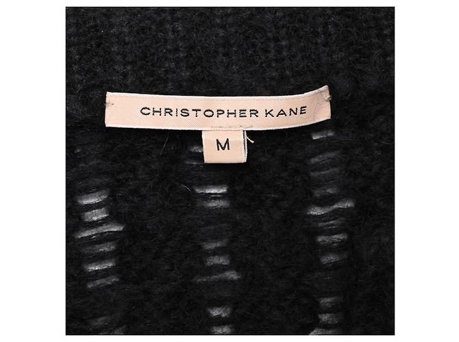 Cardigã aberto de malha tricotada Christopher Kane em mohair preto - vista 5
