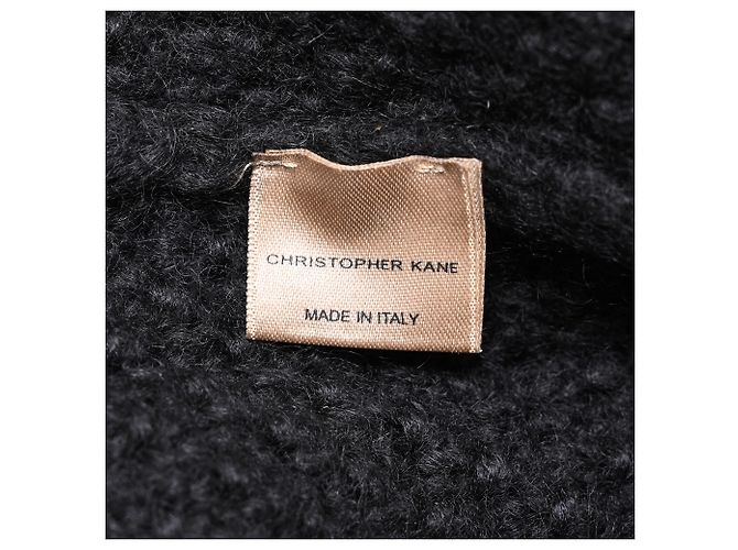 Cardigã aberto de malha tricotada Christopher Kane em mohair preto - vista 6