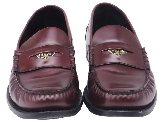 Mocassini Penny Prada in pelle rosso bordeaux - vista 2