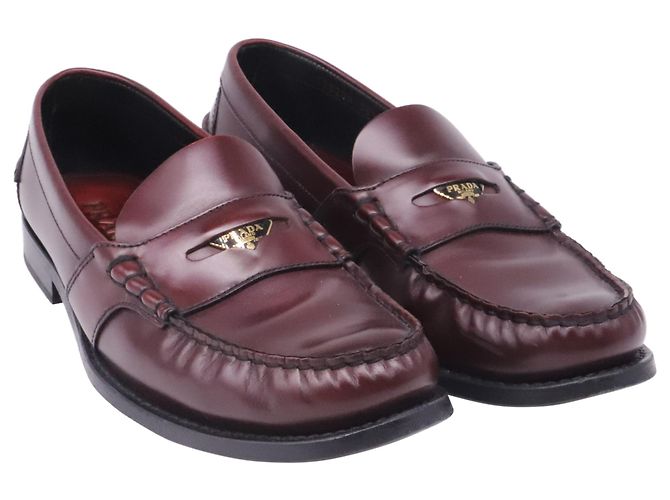 Mocassini Penny Prada in pelle rosso bordeaux - vista 3