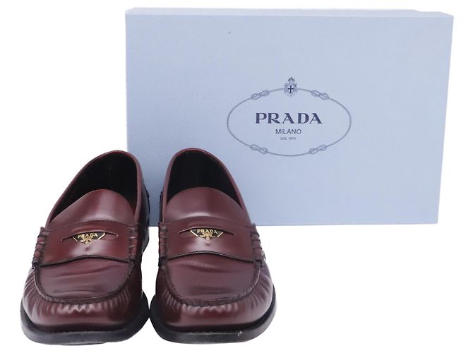 Mocassini Penny Prada in pelle rosso bordeaux - vista 6