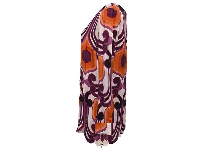 Top con stampa geometrica Miu Miu in seta multicolore - vista 2