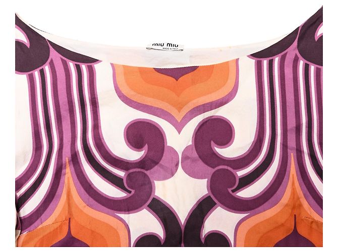 Top con stampa geometrica Miu Miu in seta multicolore - vista 4