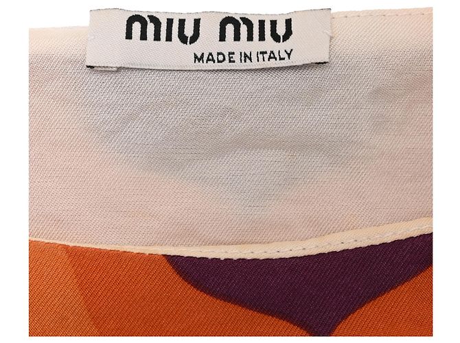 Top con stampa geometrica Miu Miu in seta multicolore - vista 5
