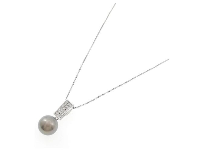 Autre Marque Au750 Au585 Halskette mit schwarzen Perlen und Diamanten - Ansicht 2