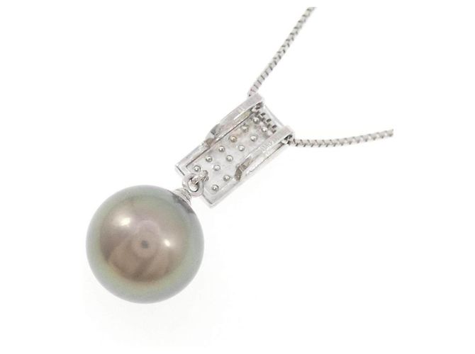 Autre Marque Au750 Au585 Halskette mit schwarzen Perlen und Diamanten - Ansicht 4