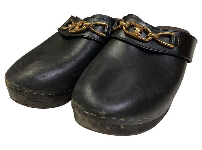 Céline Celine Les Bois Triomphe Chain Leather Clog Sandals - view 2