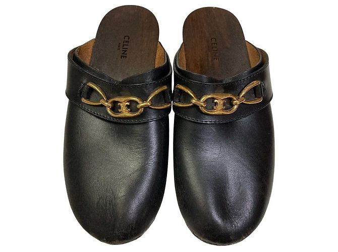 Céline Celine Les Bois Triomphe Chain Leather Clog Sandals - view 3