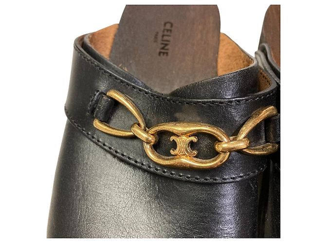Céline Celine Les Bois Triomphe Chain Leather Clog Sandals - view 4