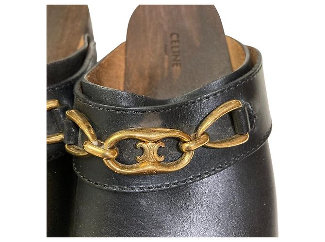 Céline Celine Les Bois Triomphe Chain Leather Clog Sandals - view 5