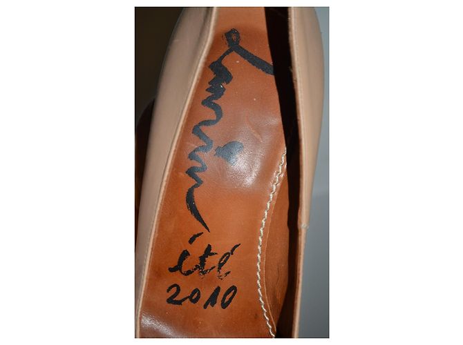 Lanvin Scarpins em Couro Bege - vista 7
