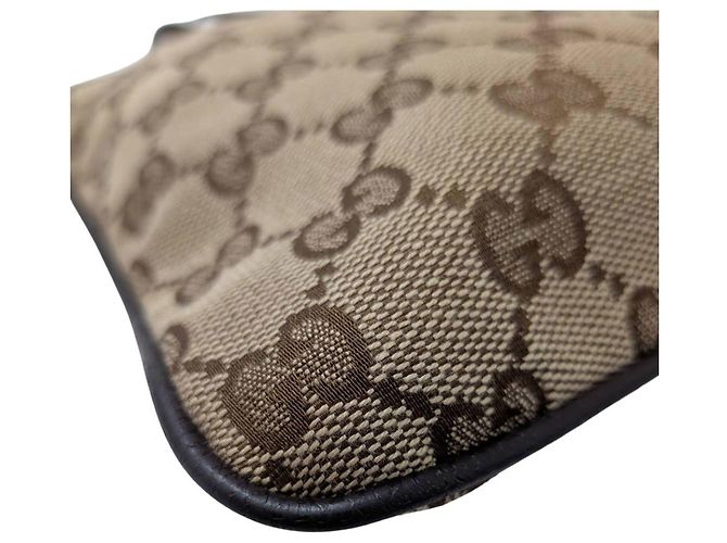 Borsa a tracolla Gucci in tela GG beige e marrone - vista 4