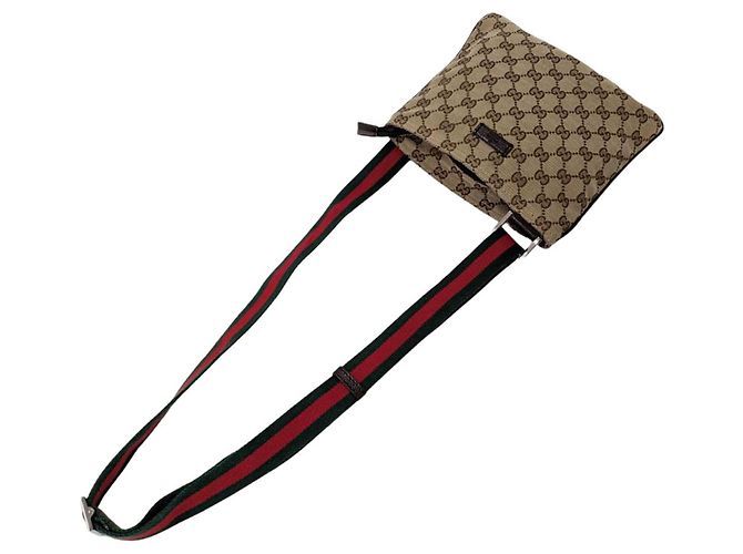 Borsa a tracolla Gucci in tela GG beige e marrone - vista 6