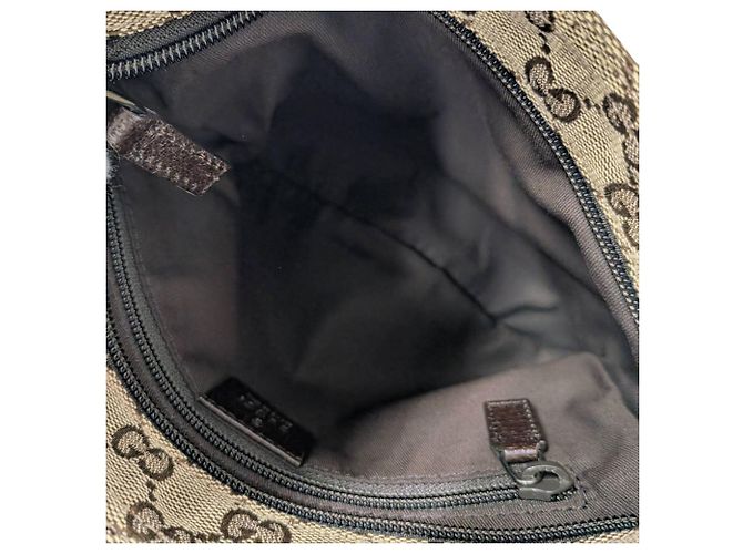 Borsa a tracolla Gucci in tela GG beige e marrone - vista 7