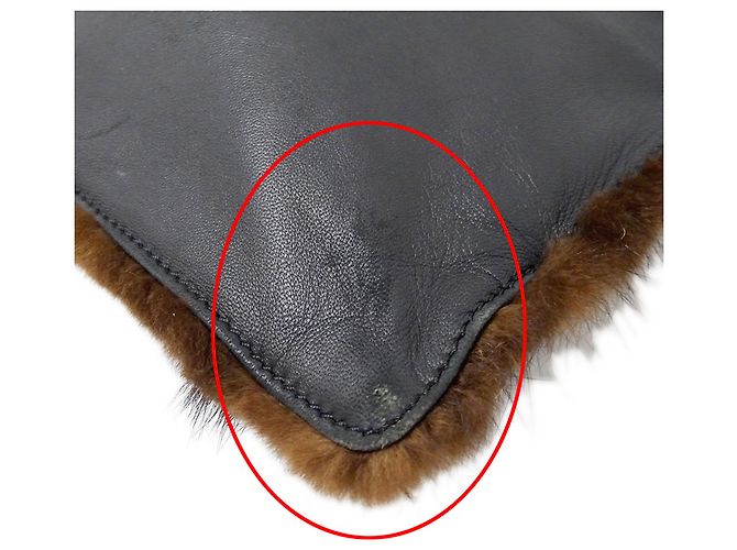 Sac à main Loewe en fourrure et cuir marron - vue 10