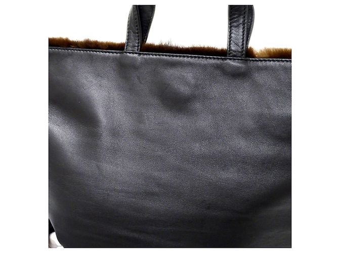 Sac à main Loewe en fourrure et cuir marron - vue 11