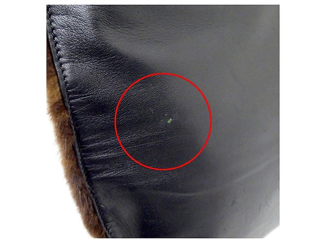 Sac à main Loewe en fourrure et cuir marron - vue 9