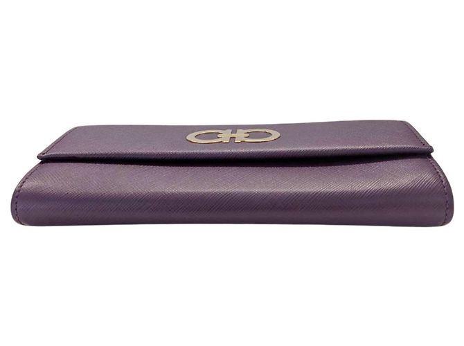 Portafoglio lungo in pelle viola Salvatore Ferragamo - vista 3