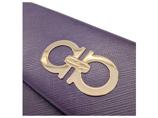 Portafoglio lungo in pelle viola Salvatore Ferragamo - vista 7