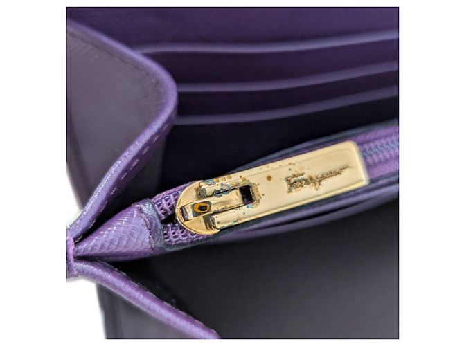 Portafoglio lungo in pelle viola Salvatore Ferragamo - vista 8