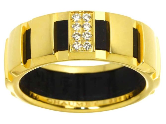 Anel Chaumet Class One #53 em borracha e ouro amarelo - vista 2