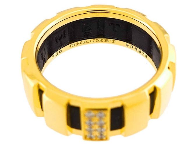 Anel Chaumet Class One #53 em borracha e ouro amarelo - vista 3