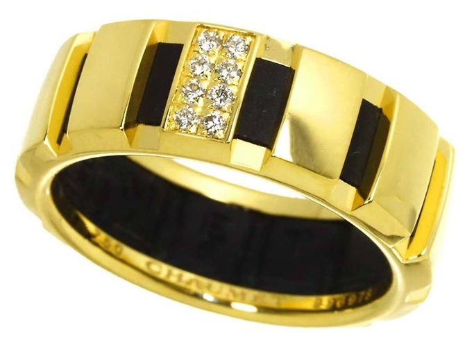 Anel Chaumet Class One #53 em borracha e ouro amarelo - vista 6