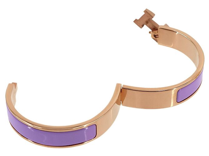 Hermès Brazalete Hermes Clic H GM en Lilac Rose Gold - vista 4
