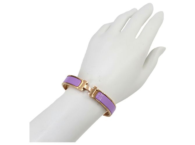 Hermès Brazalete Hermes Clic H GM en Lilac Rose Gold - vista 6