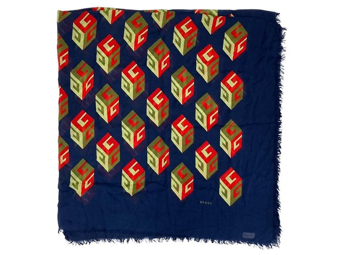 Stola in seta e rayon Gucci Cube Logo - vista 3