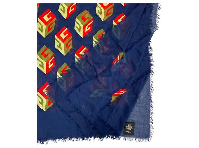Stola in seta e rayon Gucci Cube Logo - vista 4