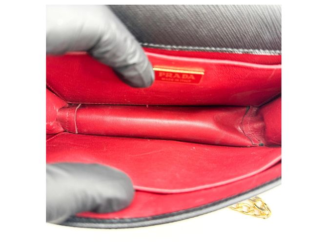 Clutch Conversível com Aba Prada em Couro Saffiano Small - vista 5