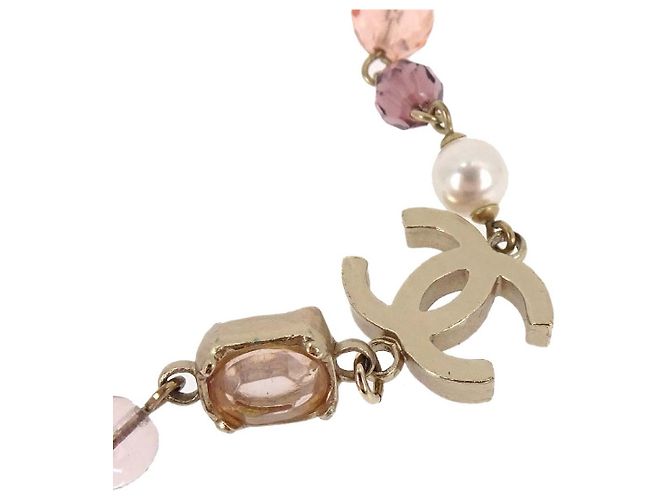 Collana Chanel CC in perle finte e metallo corta - vista 2