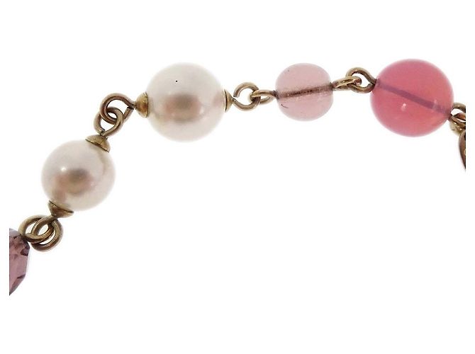 Collana Chanel CC in perle finte e metallo corta - vista 4