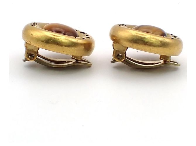 Chanel Vintage runde CC Clip-Ons aus Metall und Kunstperlen - Ansicht 3