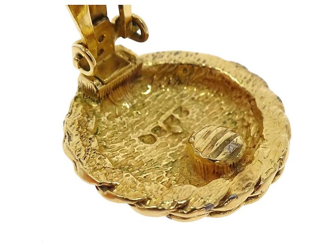 Clip Chanel Vintage CC trapuntate con bottone rotondo, metallo e perle finte - vista 3