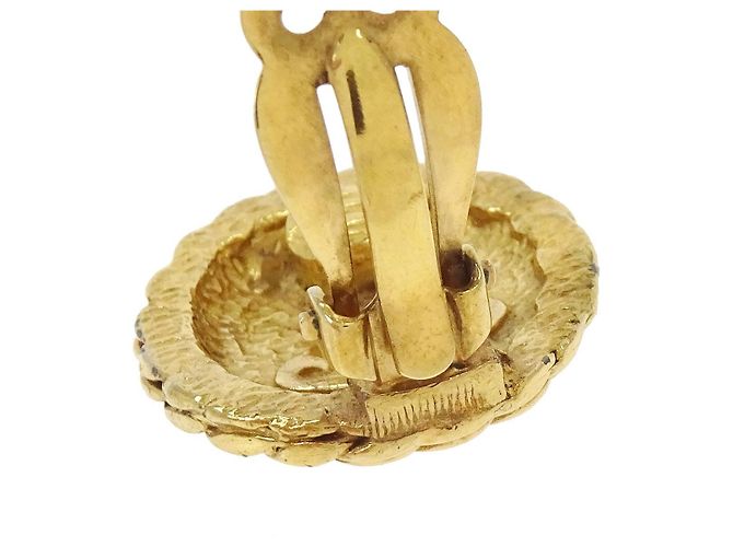Clip Chanel Vintage CC trapuntate con bottone rotondo, metallo e perle finte - vista 4