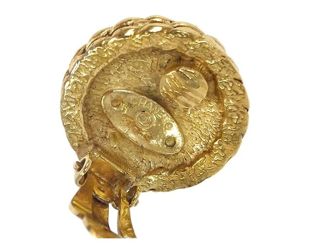 Clip Chanel Vintage CC trapuntate con bottone rotondo, metallo e perle finte - vista 5