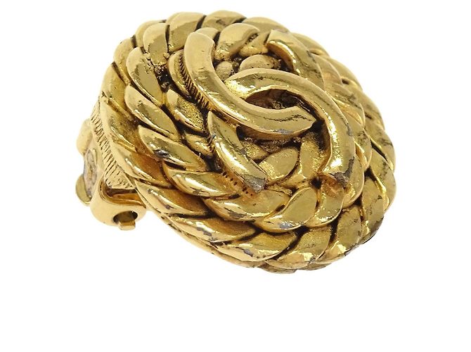 Clip Chanel Vintage CC trapuntate con bottone rotondo, metallo e perle finte - vista 6