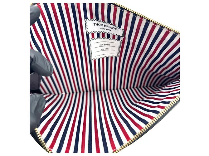 Porte-documents zippé en cuir avec appliqué Thom Browne - vue 5