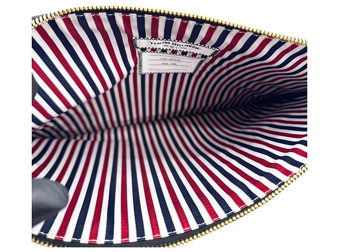 Porte-documents zippé en cuir avec appliqué Thom Browne - vue 5