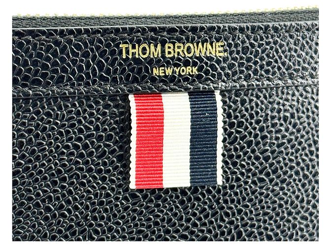 Porte-documents zippé en cuir avec appliqué Thom Browne - vue 7